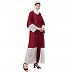 Double layered abaya with embroidered fabric- Maroon-White
